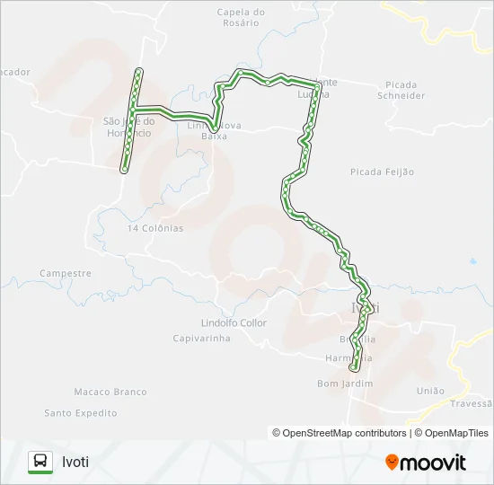 175 IVOTI / SÃO JOSÉ DO HORTÊNCIO Bus Line Map
