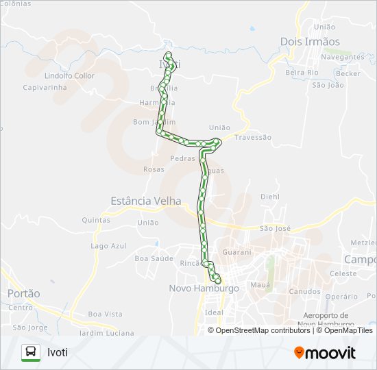 Mapa da linha R753 IVOTI / NOVO HAMBURGO VIA FEDERAL de ônibus