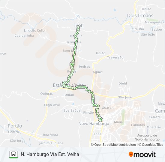 Mapa da linha R750 IVOTI / NOVO HAMBURGO VIA ESTÂNCIA VELHA de ônibus