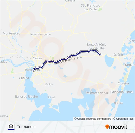 0402 PORTO ALEGRE / TRAMANDAÍ Bus Line Map
