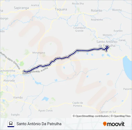 R068 SANTO ANTÔNIO DA PATRULHA / GRAVATAÍ Bus Line Map
