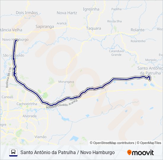 Mapa de R066 SANTO ANTÔNIO DA PATRULHA / NOVO HAMBURGO de autobús