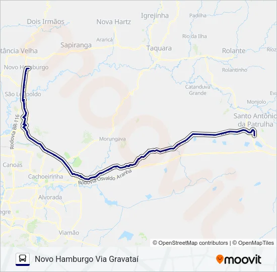 R066 SANTO ANTÔNIO DA PATRULHA / NOVO HAMBURGO Bus Line Map