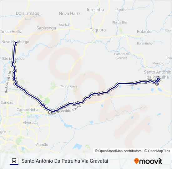 R066 SANTO ANTÔNIO DA PATRULHA / NOVO HAMBURGO Bus Line Map
