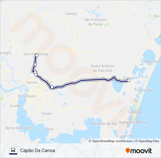 0058 NOVO HAMBURGO / CAPÃO DA CANOA - SEMIDIRETO Bus Line Map