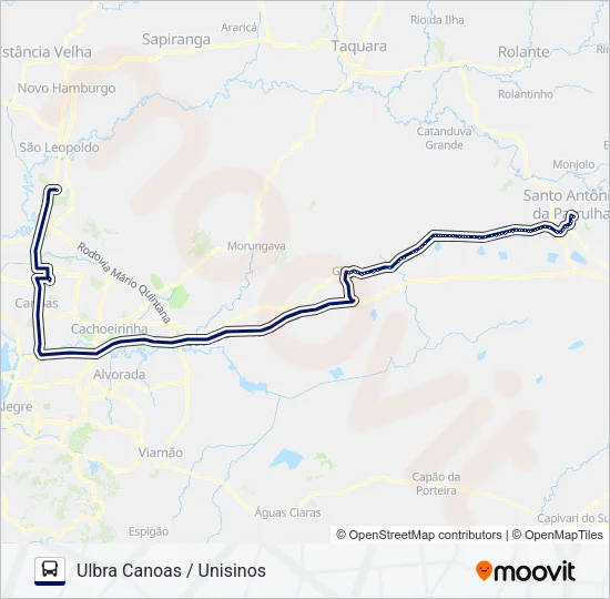 RT431 SANTO ANTÔNIO DA PATRULHA / ULBRA CANOAS - UNISINOS Bus Line Map