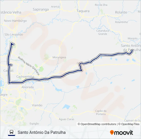 RT431 SANTO ANTÔNIO DA PATRULHA / ULBRA CANOAS - UNISINOS Bus Line Map