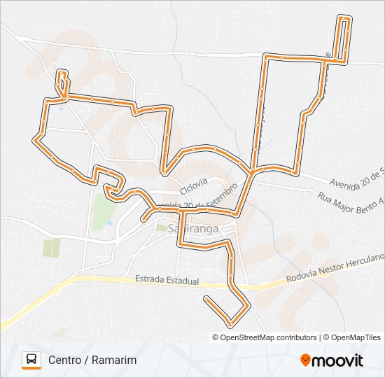 Mapa da linha 06 SÃO JACÓ / CENTENÁRIO de ônibus