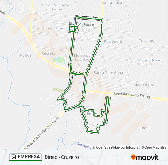 Mapa da linha EMPRESA de ônibus