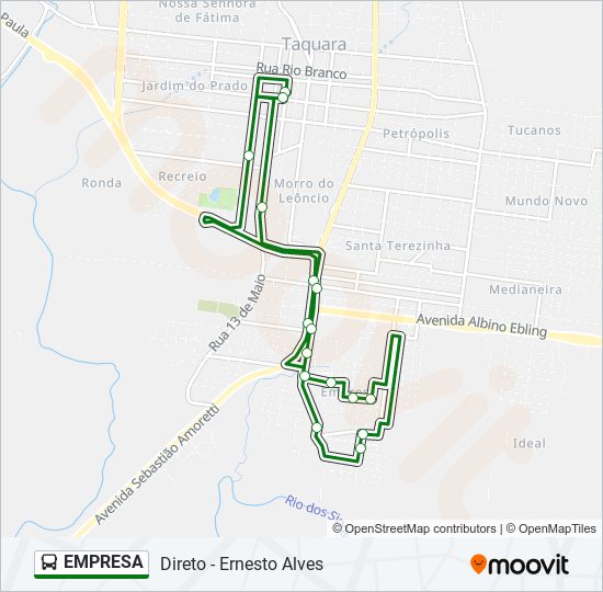 Mapa da linha EMPRESA de ônibus