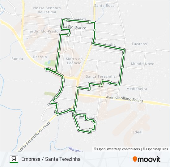 Mapa da linha CRUZEIRO de ônibus