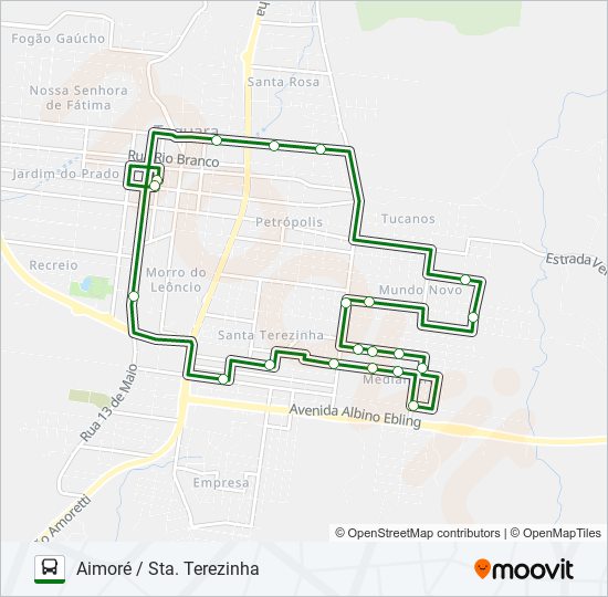 Mapa da linha CAMPESTRE / MUNDO NOVO de ônibus