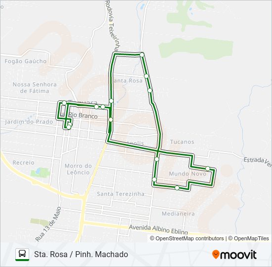 Mapa da linha CAMPESTRE / MUNDO NOVO de ônibus