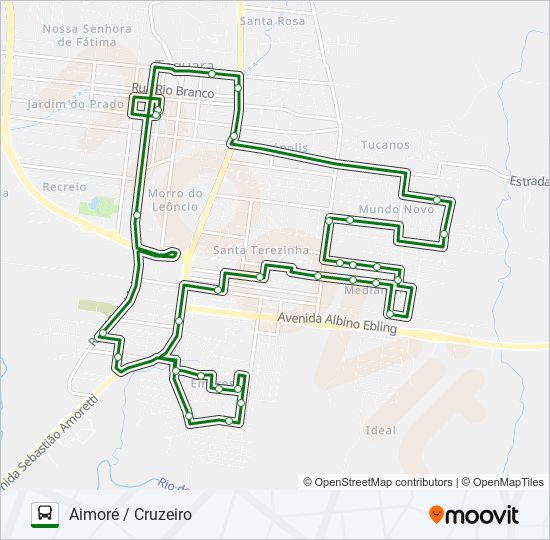 Mapa da linha CAMPESTRE / MUNDO NOVO de ônibus