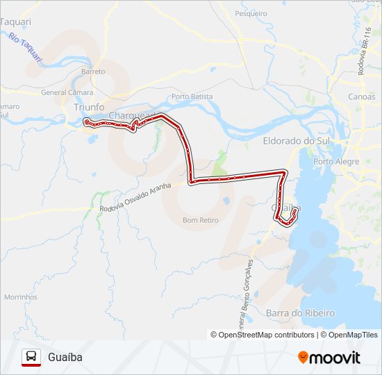 Mapa da linha R310 SÃO JERÔNIMO / GUAÍBA de ônibus