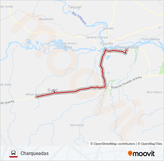 1286 CHARQUEADAS / MINAS DO LEÃO bus Line Map