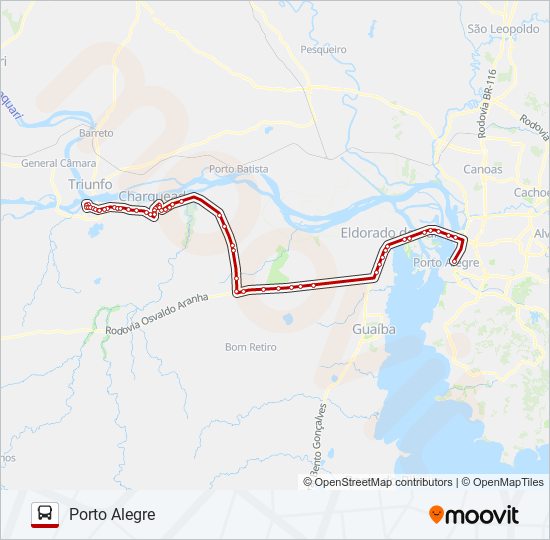 Mapa da linha L610 SÃO JERÔNIMO / PORTO ALEGRE de ônibus