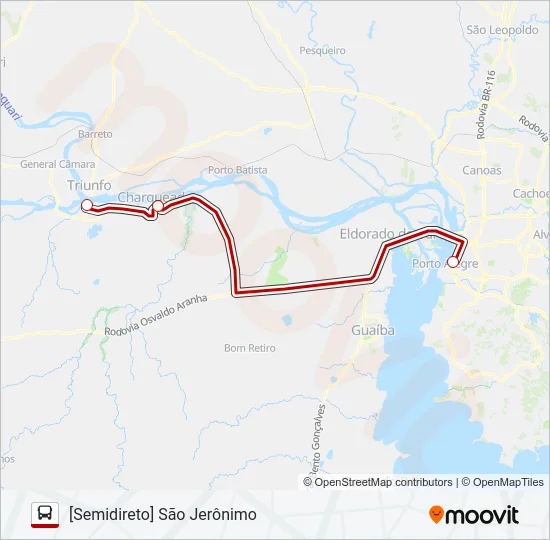 L610 SÃO JERÔNIMO / PORTO ALEGRE Bus Line Map