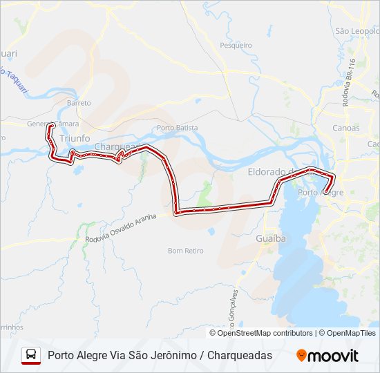 Mapa de 0813 GENERAL CÂMARA / PORTO ALEGRE de autobús