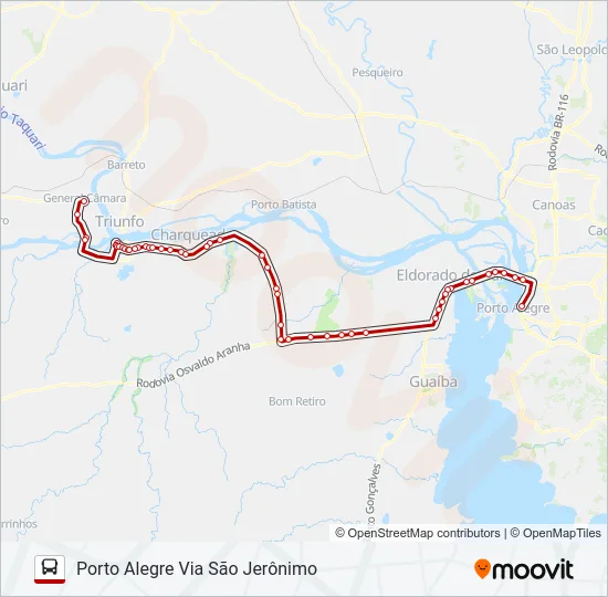 0813 GENERAL CÂMARA / PORTO ALEGRE Bus Line Map