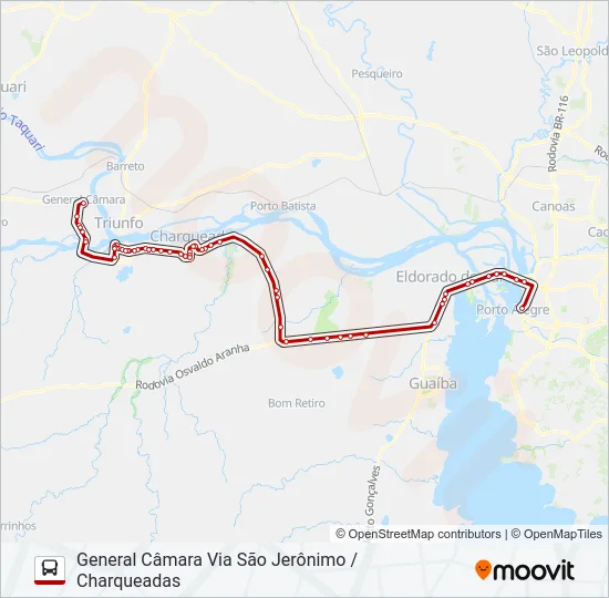 0813 GENERAL CÂMARA / PORTO ALEGRE Bus Line Map