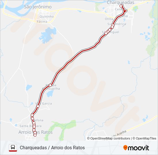 Mapa de R313 CHARQUEADAS / ARROIO DOS RATOS de autobús