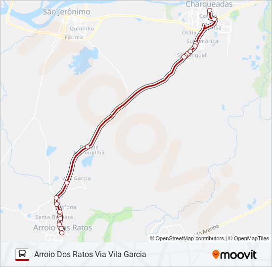 R313 CHARQUEADAS / ARROIO DOS RATOS bus Line Map