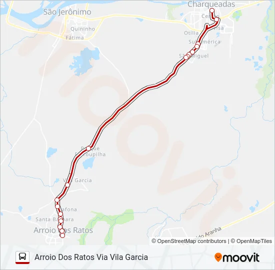 R313 CHARQUEADAS / ARROIO DOS RATOS Bus Line Map