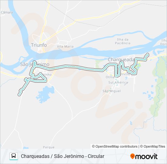 R307 CHARQUEADAS / SÃO JERÔNIMO - CIRCULAR bus Line Map