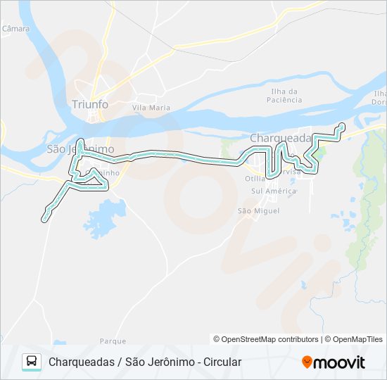Mapa de R307 CHARQUEADAS / SÃO JERÔNIMO - CIRCULAR de autobús