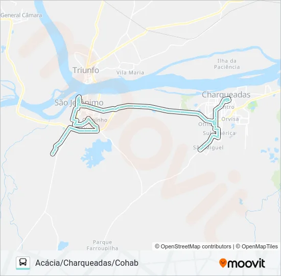R307 CHARQUEADAS / SÃO JERÔNIMO - CIRCULAR Bus Line Map