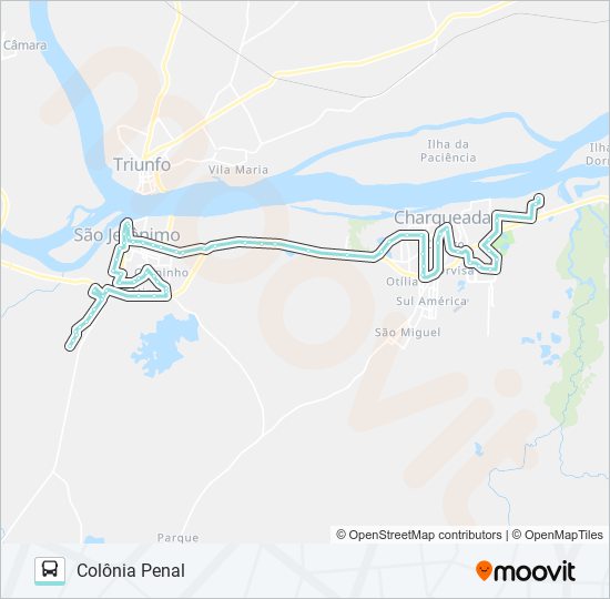 R307 CHARQUEADAS / SÃO JERÔNIMO - CIRCULAR bus Line Map