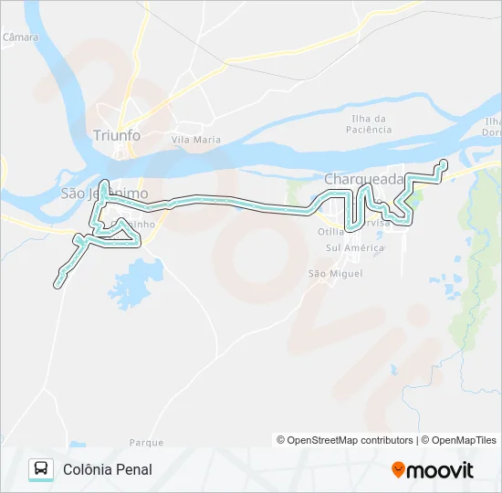 R307 CHARQUEADAS / SÃO JERÔNIMO - CIRCULAR Bus Line Map