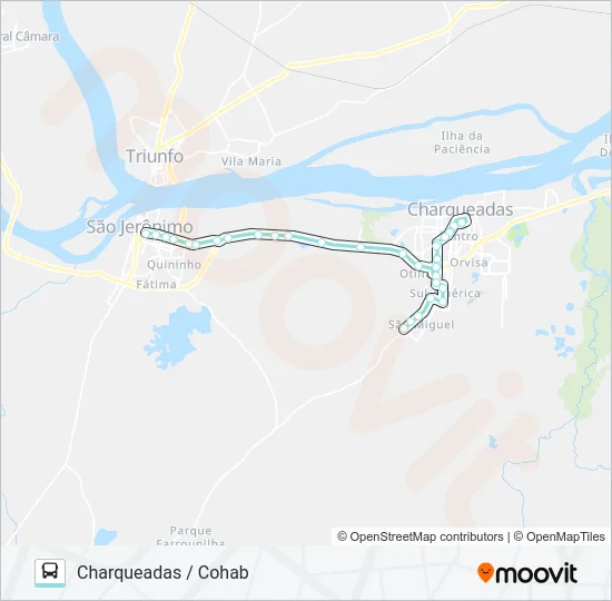 R307 CHARQUEADAS / SÃO JERÔNIMO - CIRCULAR Bus Line Map