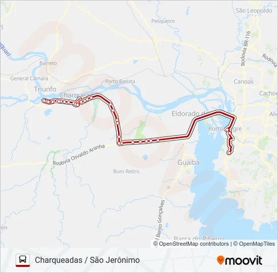 RT372 SÃO JERÔNIMO / UNIRITTER PORTO ALEGRE Bus Line Map