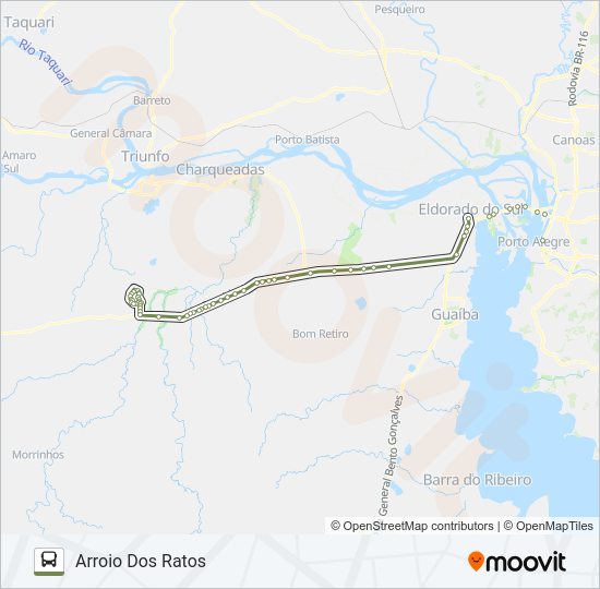 Mapa da linha L681 ARROIO DOS RATOS / PORTO ALEGRE de ônibus