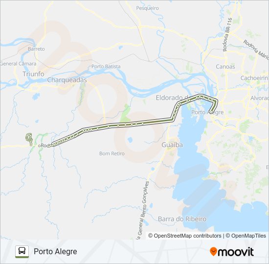 Mapa da linha L681 ARROIO DOS RATOS / PORTO ALEGRE de ônibus