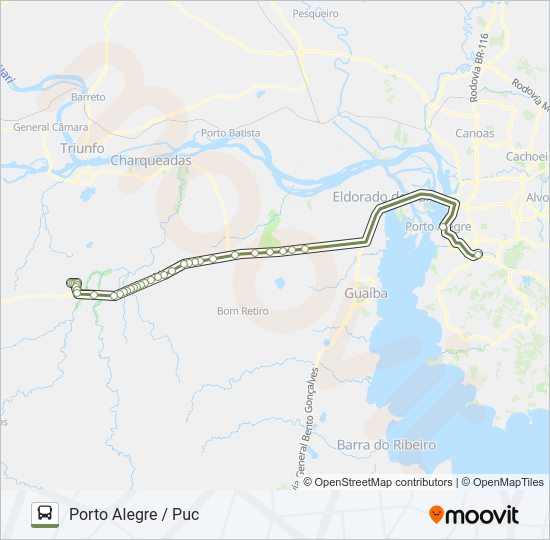 Mapa da linha RT601 ARROIO DOS RATOS / PORTO ALEGRE PUC de ônibus