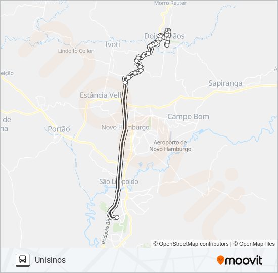 Mapa da linha RT252 DOIS IRMÃOS / UNISINOS de ônibus