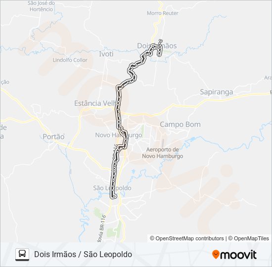 Mapa da linha R081 DOIS IRMÃOS / SÃO LEOPOLDO de ônibus