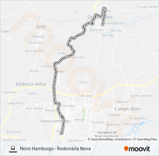 Mapa da linha R080 DOIS IRMÃOS / NOVO HAMBURGO de ônibus