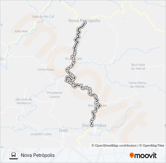 Mapa da linha 2517 DOIS IRMÃOS / NOVA PETRÓPOLIS de ônibus