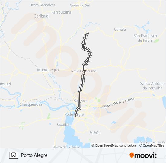 Mapa de 0346 PORTO ALEGRE / NOVA PETRÓPOLIS de autobús