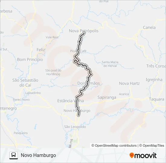 0516 NOVO HAMBURGO / NOVA PETRÓPOLIS Bus Line Map