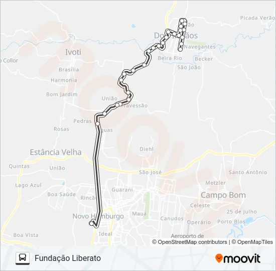 RT256 DOIS IRMÃOS / FUNDAÇÃO LIBERATO Bus Line Map