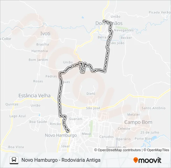 R080A DOIS IRMÃOS / NOVO HAMBURGO VIA SÃO LUIS Bus Line Map