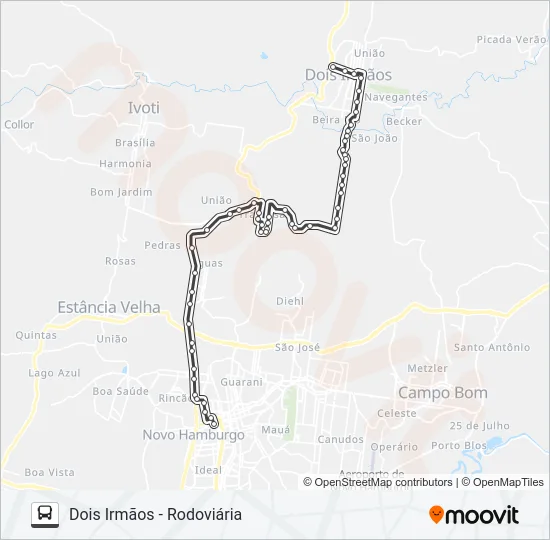 R080A DOIS IRMÃOS / NOVO HAMBURGO VIA SÃO LUIS Bus Line Map