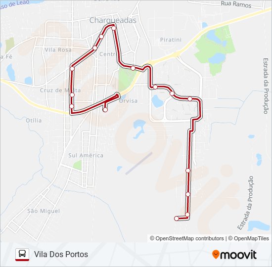 Mapa da linha VILA DOS PORTOS de ônibus
