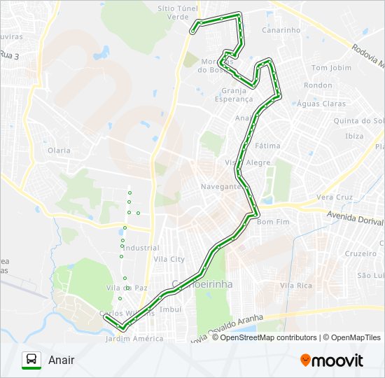 Mapa da linha C2 ANAIR de ônibus