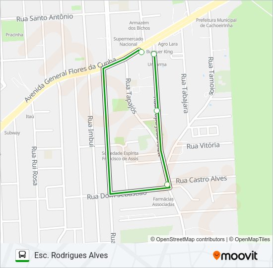 Mapa da linha C10 ESCOLAR de ônibus